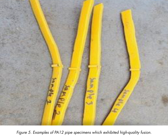 Figure 5. Examples of P A12 pipe specimens which exhibited high quality fusion
