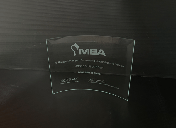 MEA 2009 Hall of Fame award for Joseph Groebner