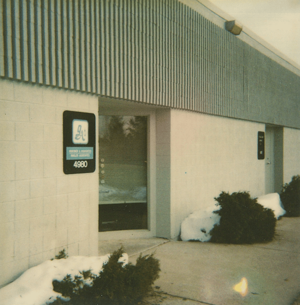 Building with address 4980 in winter